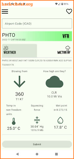 METAR AF screenshot