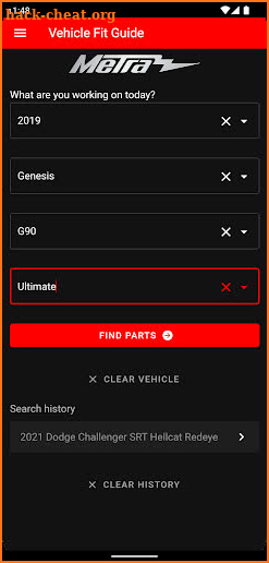 Metra Vehicle Fit Guide screenshot