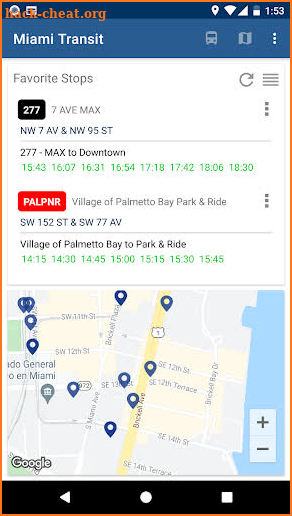 Miami Transit Schedule screenshot