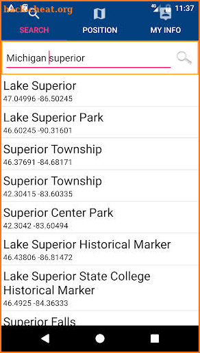 Michigan & Superior Lakes GPS screenshot