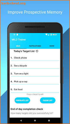 MILD Trainer: Lucid dreaming tool screenshot