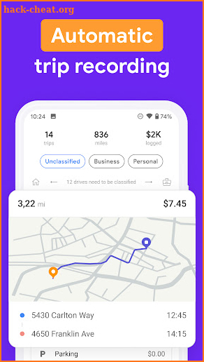 Mileage Tracker - Automatic Tracking by Saldo Apps screenshot