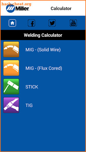 MillerWeld Setting Calculator screenshot