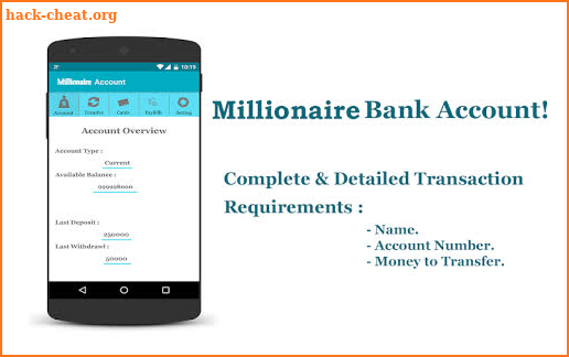 Millionaire Fake Bank Account screenshot