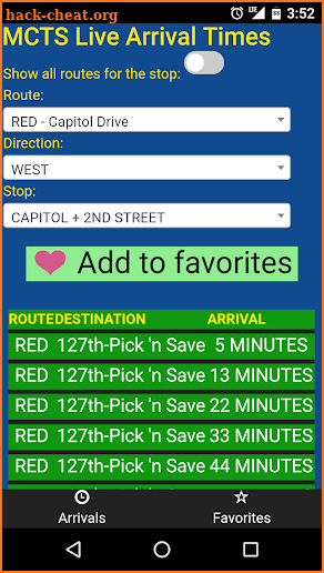 Milwaukee MCTS Bus Tracker screenshot