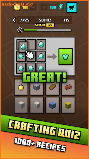 Mine-Crafter Quiz: Recipe Grid screenshot