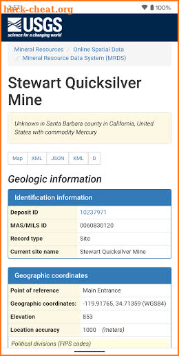 Mine Locator Map screenshot