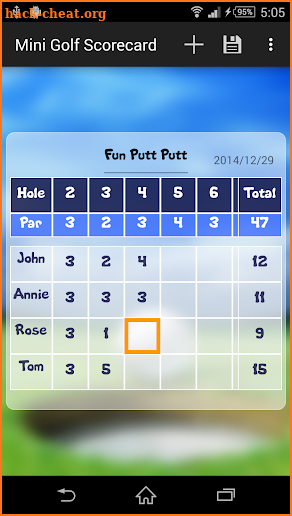 Mini Golf Scorecard screenshot