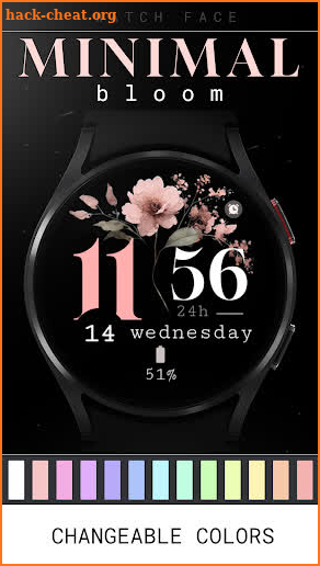 Minimal Bloom pink watch face screenshot