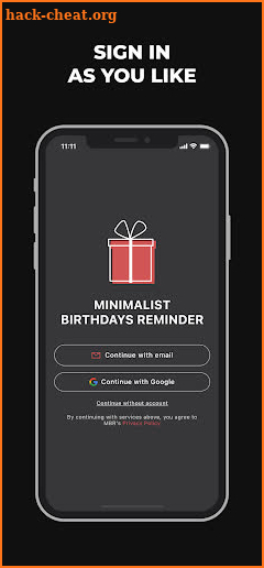 Minimalist Birthdays Reminder screenshot