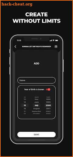 Minimalist Birthdays Reminder screenshot