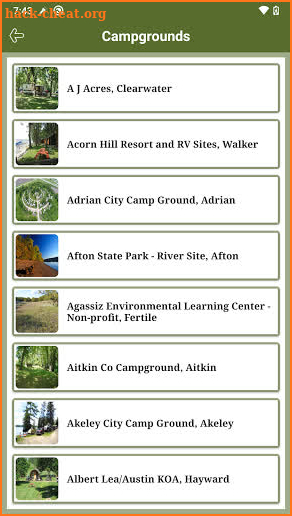 Minnesota State RV Parks & Campgrounds screenshot