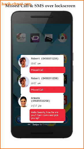 Missed call & SMS notification screenshot