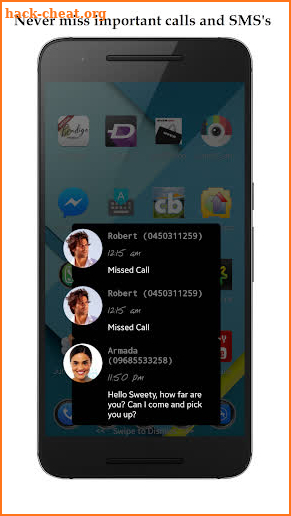 Missed call & SMS notification screenshot
