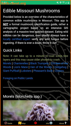 Missouri Mushroom Forager Map Morels Chanterelles screenshot