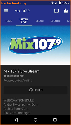 Mix 107.9 screenshot