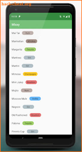 Mixxy — Mixed Drink Recipes. screenshot