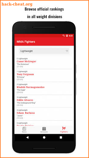 MMA App - UFC News, Event Calendar, Fighters Ranks screenshot