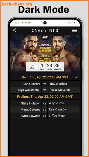 MMA Fight Cards screenshot