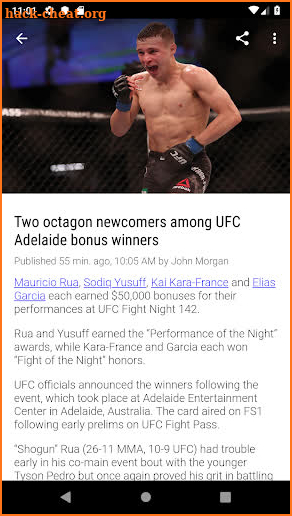 MMA UFC News screenshot