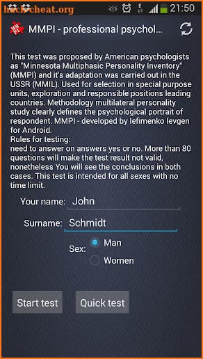MMPI screenshot