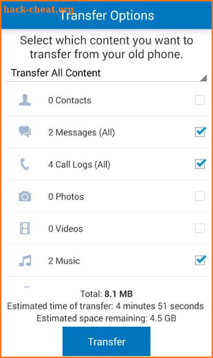 Mobile Content Transfer Wizard screenshot