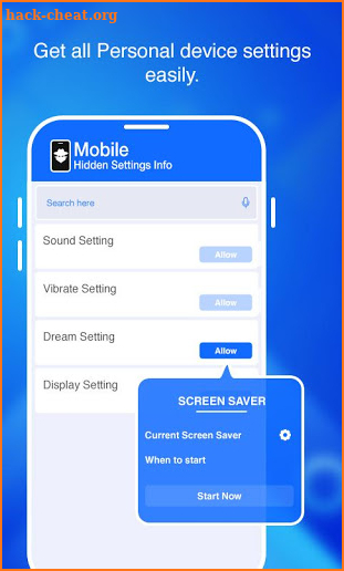 Mobile Hidden Settings Info screenshot