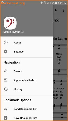 Mobile Hymns: 4-part sheet music hymnal screenshot