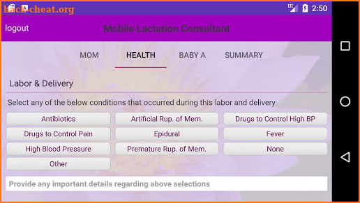 Mobile Lactation Consultant Client Portal screenshot