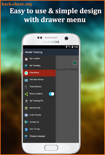 Mobile tracking screenshot