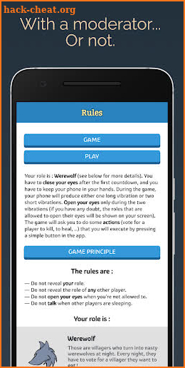 Mobile Werewolf – The Werewolf game on smartphone screenshot