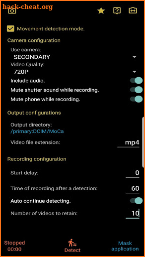 MoCa - Motion Detection Camera and Dashcam screenshot