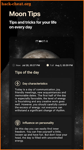 Moon phase calendar - MoonX screenshot