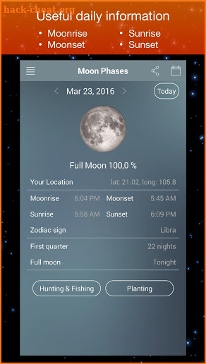 Moon Phase Calendar Zodiac screenshot