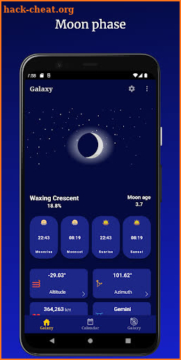 Moon phases - Galaxy, Sun Info screenshot