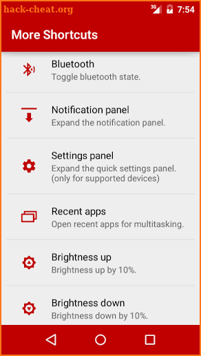 More Shortcuts screenshot