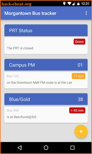 Morgantown Bus & PRT Tracker screenshot