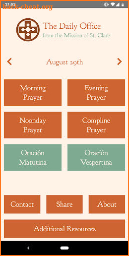 Morning and Evening Prayer / Mission of St. Clare screenshot