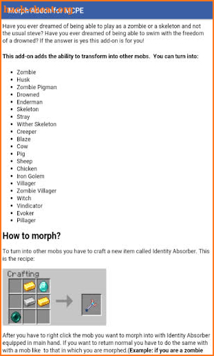 Morph Addon for Minecraft PE screenshot