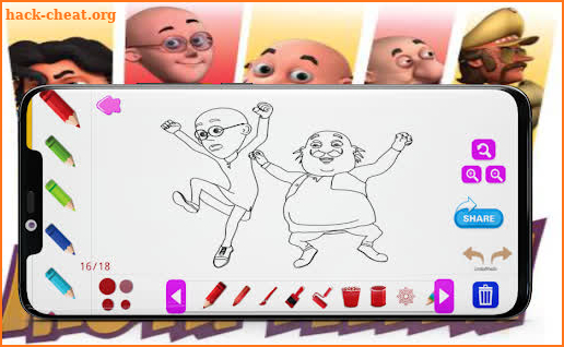 Motu Drawing or Coloring Game-Patlu Sketching Game screenshot
