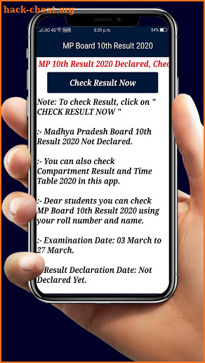 Mp Board Result 2020,10th & 12th Board Result 2020 screenshot
