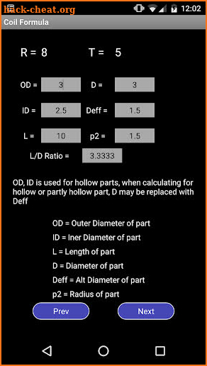 MPI Coil Formula Calculator screenshot