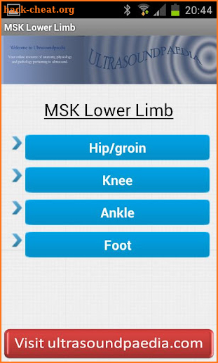 MSK ultrasound Lower Limb screenshot