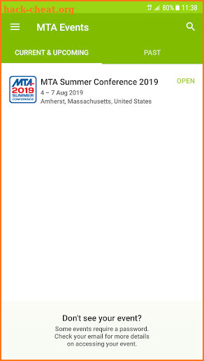 MTA Events screenshot