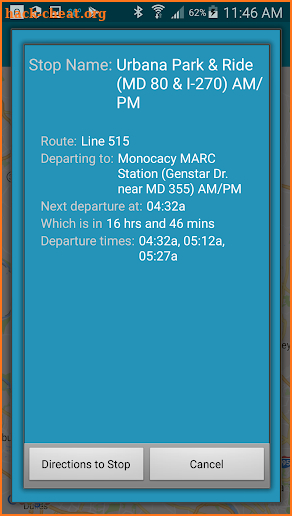 MTA Maryland Commuter Bus Tracker screenshot