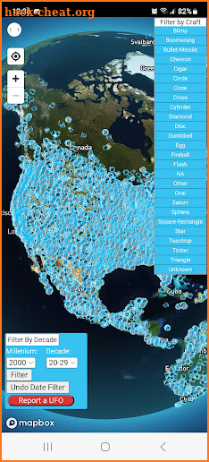 MUFON UFO Sightings Map screenshot