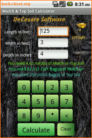 Mulch Calculator screenshot