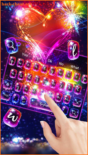 Multi Colour Neon Heart Keyboard Theme screenshot