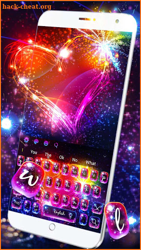 Multi Colour Neon Heart Keyboard Theme screenshot