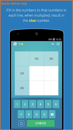 Multiplication Kakuro puzzle screenshot